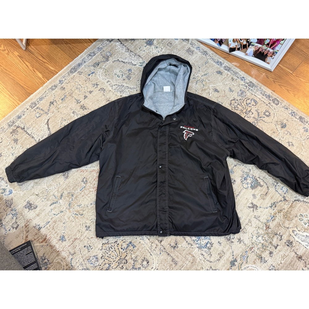 NFL Team Apparel Atlanta Falcons Hooded Windbreaker Jacket Black Mens XL 9516